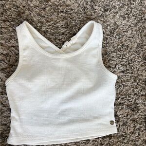 Roxy White Textured Crop Top